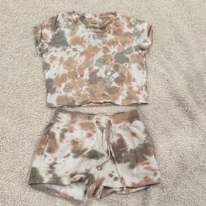 Tie-Dye Crop Top and Shorts Set